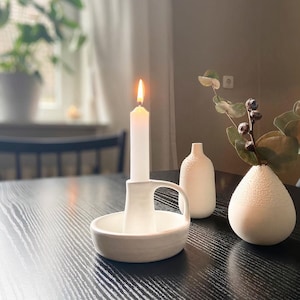 Nordic Style Ceramic Candle Holder Stick, Small Candlestick, Minimal Candle Holder, Minimalist Decor Candle Holder, Pottery Candlestick