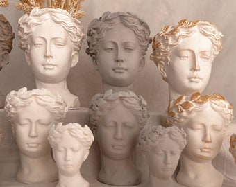 SANFERGE Men Head Ceramic Flower Vase Indoor Outdoor Statue Art Creative Greek Roman Style Statue Sculpture Planter for Home Decor 6 Inch Glossy White SANFERGE Men Head Ceramic Flower Vase Indoor Outdoor Statue Art Creative Greek Roman Style Statue Sculpture Planter for Home Decor 6 Inch Glossy White