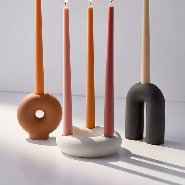 Set of 3 Donut Ceramic Candle Holder Stick, Decorative Circle Candle holder Candlestick, Nordic Style Minimal Candle Holder,Mothers day gift