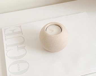 Nordic Style Round Ceramic Candle Holder , Small Candleholder, Minimal Candle Holder, Unique Pottery Candleholder, Housewarming gift