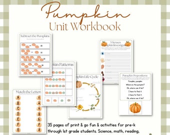 Pumpkin Unit Study Workbook / Pumpkin Worksheets / Parts of a Pumpkin / Pumpkin Life Cycle / Pumpkin Activities / Pumpkin Math