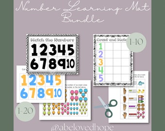 Number Learning Math Bundle / Counting Activities / Number Recognition Worksheets / Preschool Math Centers / Counting Worksheets