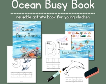 Ocean Belegungsbuch / Ozean Thema Beschäftigungsbuch / Meerestiere Vorschul-Ausdrucke / Ozean Alphabet Arbeitsblätter / Ozean Arbeitsbuch