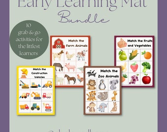 Early Learning Mat Bundle / Vocabulary Matching Activities / Preschool Matching Worksheets / Toddler Picture Match Worksheets