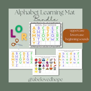 Alphabet Learning Mat Bundle / Letter Matching Activity / Uppercase & lowercase matching / Beginning sounds alphabet match / Alphabet center