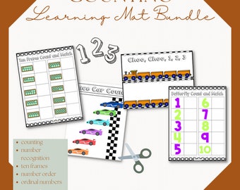 Counting Learning Mat Bundle / Preschool Counting Activities / Kindergarten Counting Worksheets / Numbers 1-10 Worksheets / Count & Match