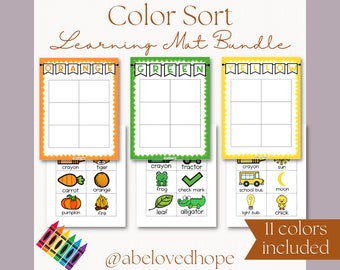 Color Sort Learning Mat Bundle / Sort by Color Activity / Color Sorting Center / Sorting by Color Worksheets / Color Matching for Preschool