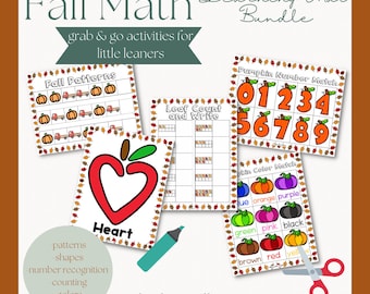 Fall Math Learning Mat Bundle / Fall Preschool Math Worksheets / Autumn Pre-K Math Centers / Fall Math Activities for Predchool