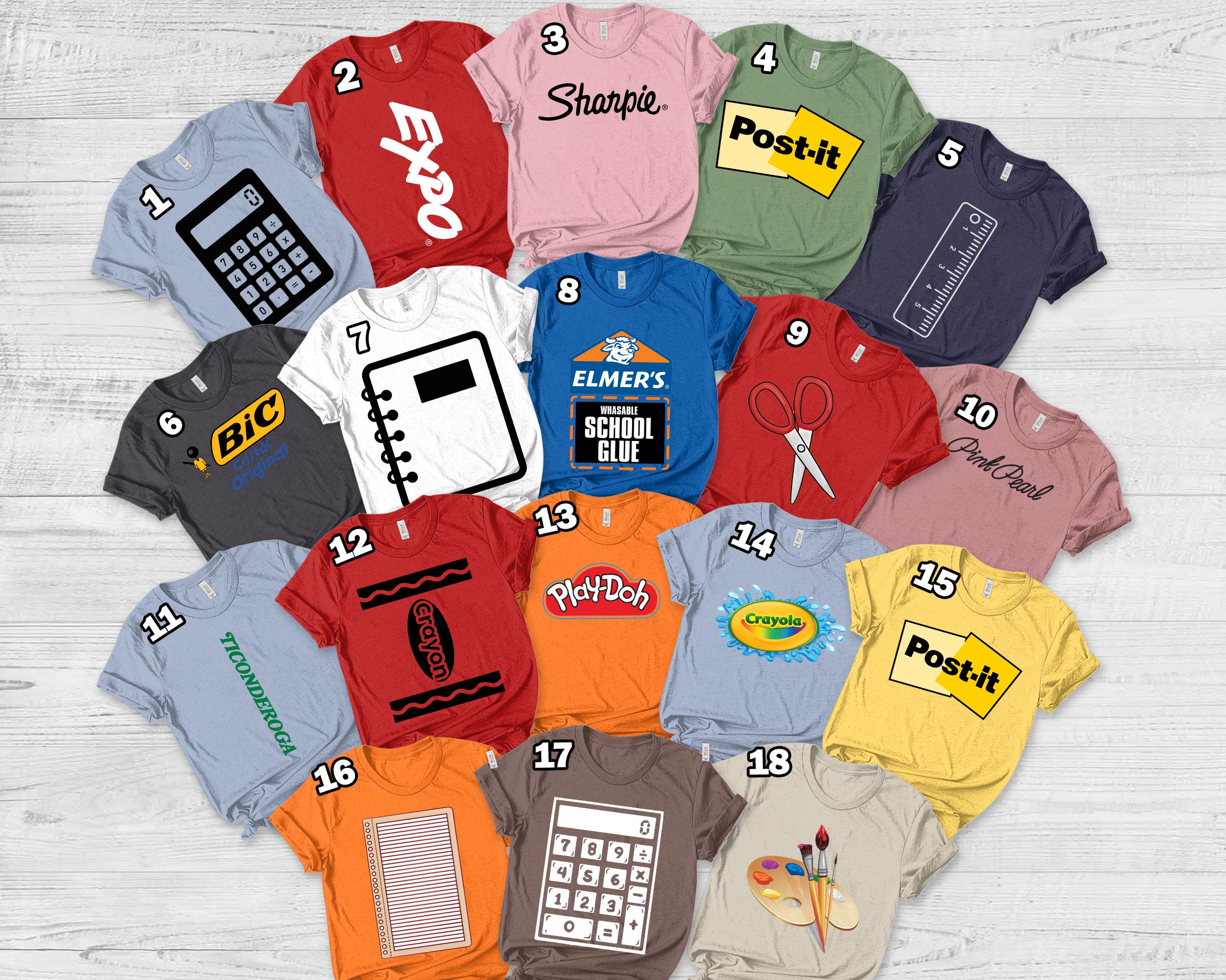 School Supplies Group Costume Shirt, Teacher Group Halloween, Halloween Shirt For Teachers