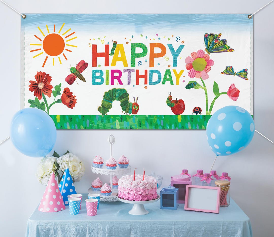 Personalized the Very Hungry Caterpillar Birthday Banner, Custom Banner ...