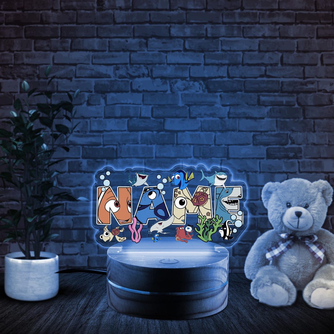 Custom Name Disney Finding Nemo Night Light Finding Dory Room Decor 