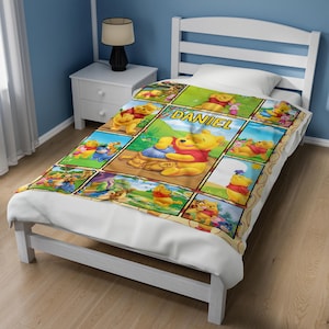 Personalized Winnie the Pooh Blanket, Pooh Bear Blanket, Winnie the