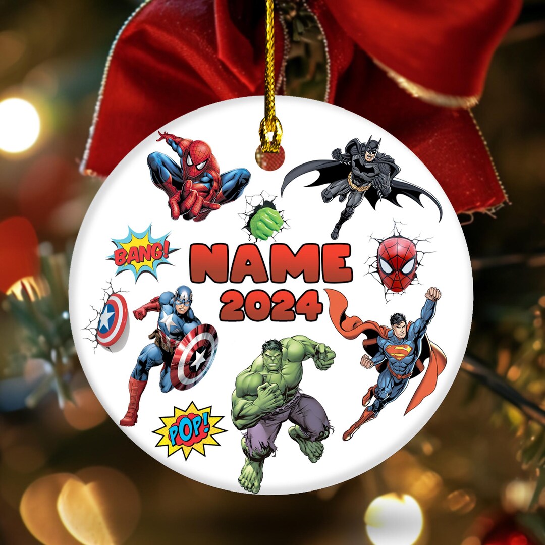 Superhero Christmas Ornament, Kids Ornaments, Christmas Gift for Kids, Santa Superheroes ...