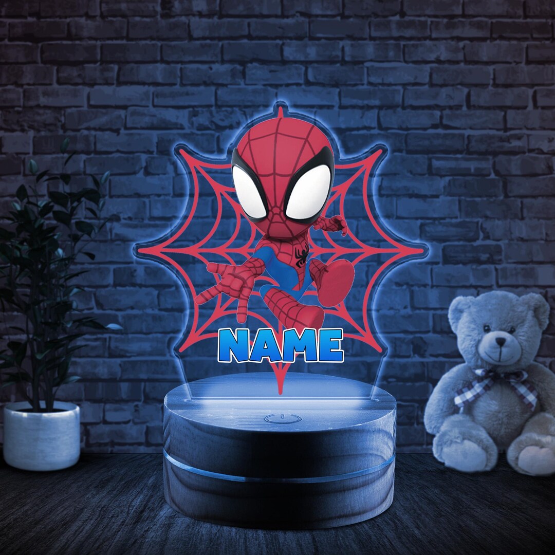 Personalized Spidey for Boy Night Light, Spiderman LED Night Light ...
