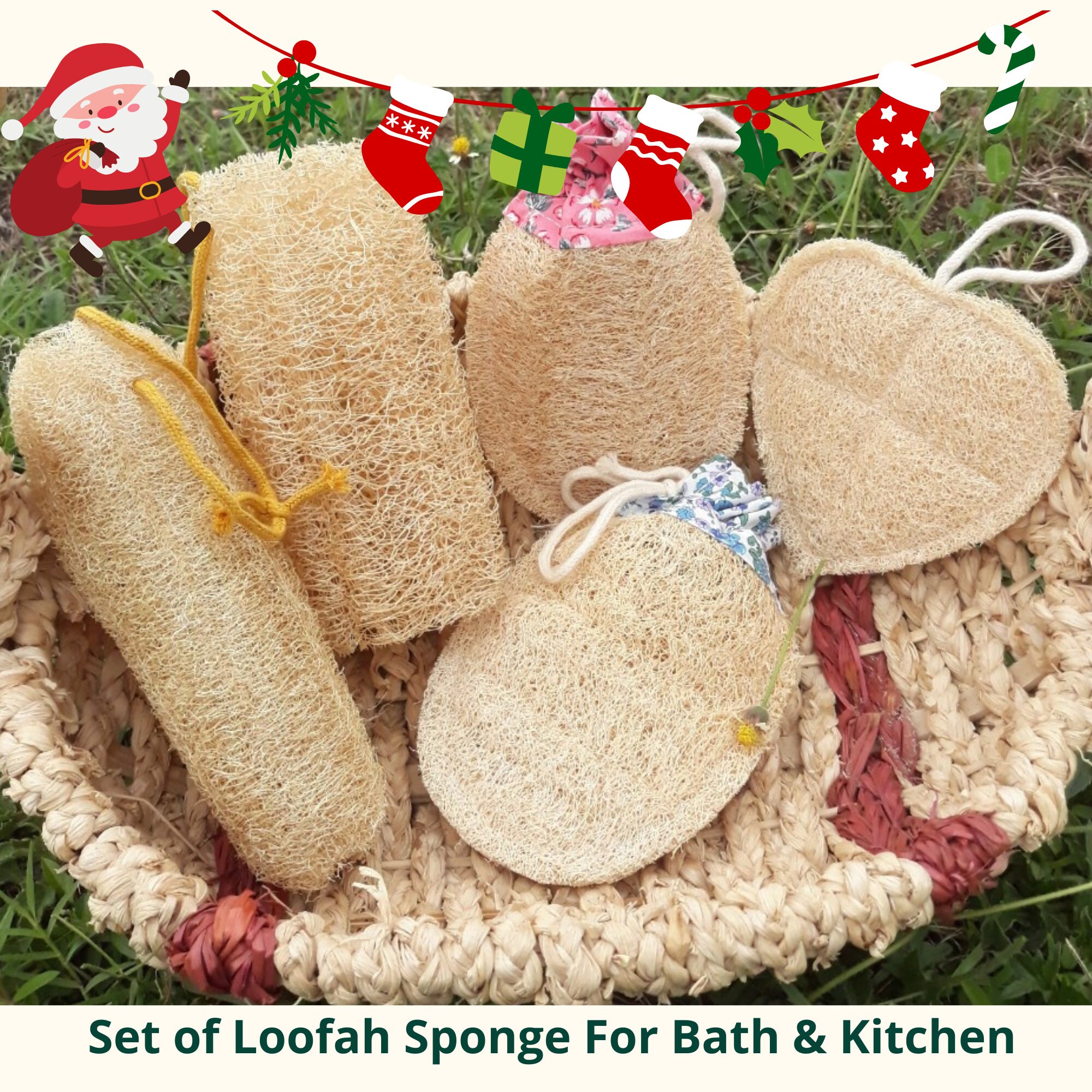 Natural Loofah Gift Set Including Body and Face Scrubbing Loofah