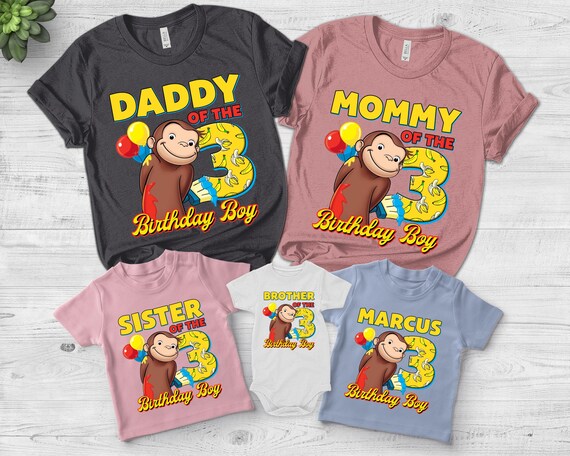 Camiseta personalizada con nombre de Jorge el curioso camiseta personalizada para nino de Jorge el curioso camiseta de cumpleanos de Jorge el curioso camiseta personalizada de cumpleanos a juego CYKF4...