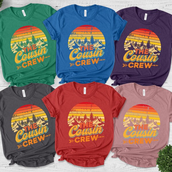 Retro The Cousin Crew TShirt, Mountain Graphic Cousin Squad, Vintage Camping Adventure T-Shirts for Cousin, Camp Gifts for Cousins BYFI53