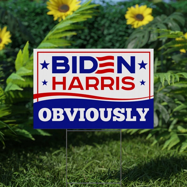 Biden Harris Obviously 2024 Yard Sign - Biden For President 2024 Sign, 2024 President Election Biden Signs with Metal H-Stake CZFJ20