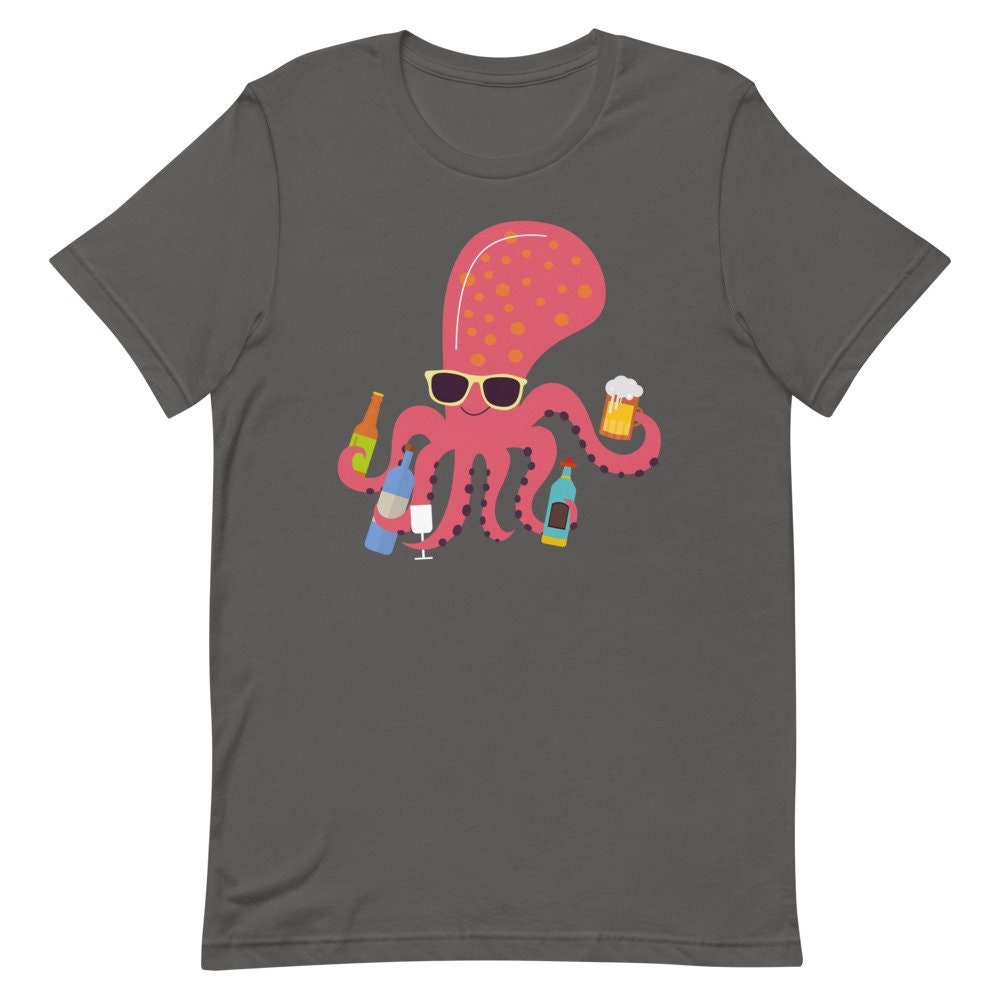 Octopus Drinking T-shirt Beer Tequila Vodka Party Vacation Tee - Etsy