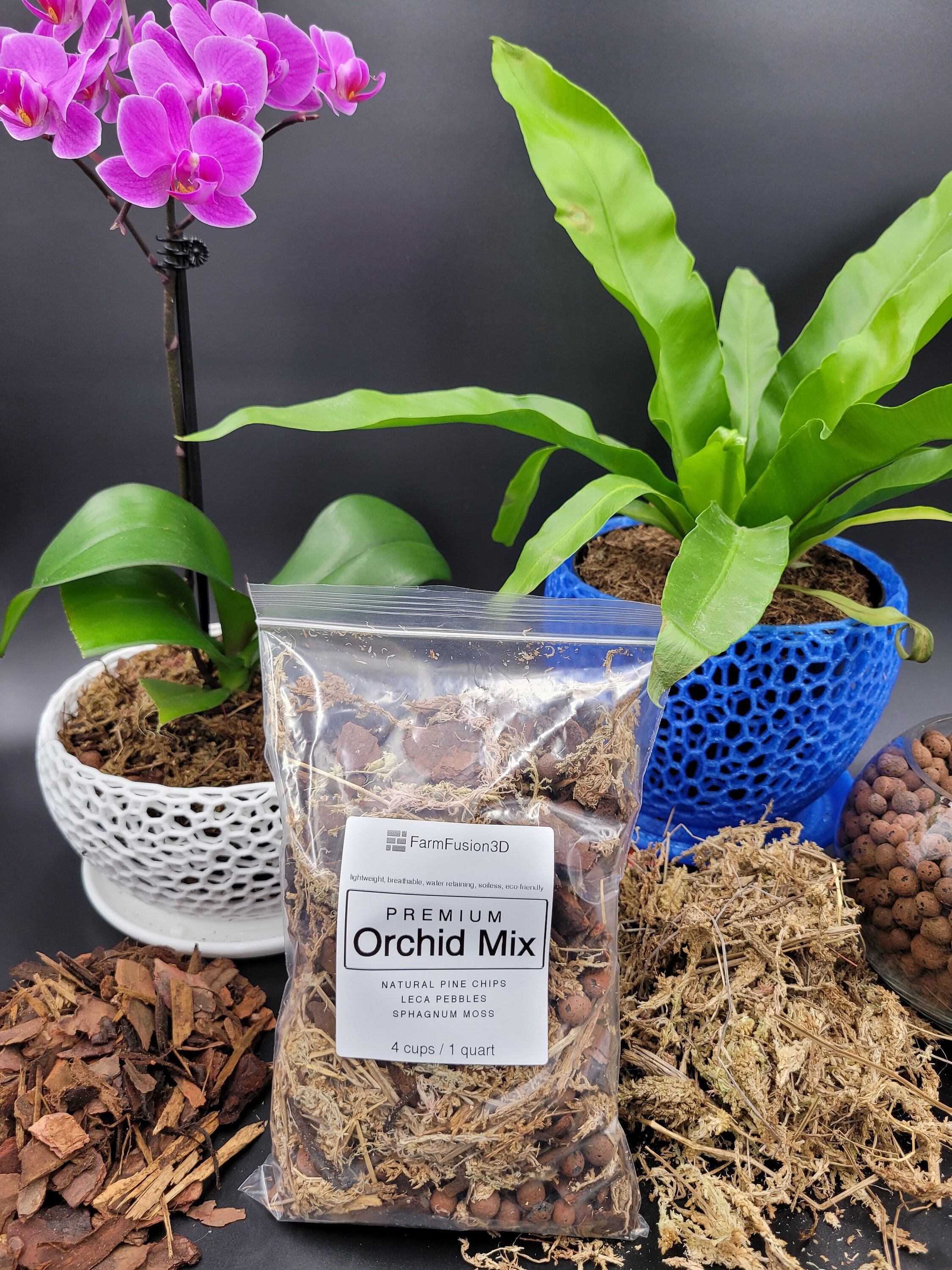 Orchid Plant Potting Soil Mix Peat Moss & Perlite, 4 cups, free shipping