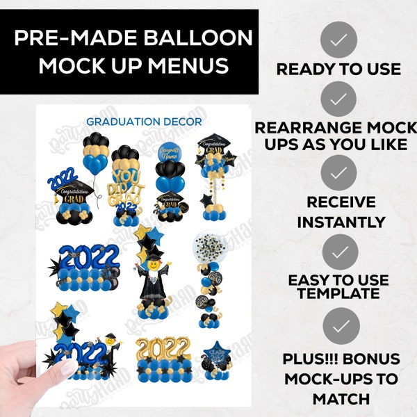 Balloon Menu,Pricing Guide,Balloon Decor Menu, Price List, Small Business, Business Cards, Canva Template,Editable.,Pdf, Graduation balloons