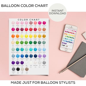 Balloon color chart, balloon menus, balloon Garlands, balloons, balloon bouquets