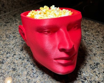 Human Head Popcorn Bowl | Human Brain Snack Bowl | 3D Printed Snack Holder | Funny Coffee Table Display | Human Face Decor
