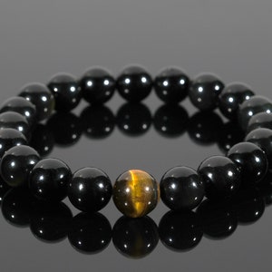 Onyx Tiger Eye Bracelet Black Handmade Gift Set Crystal 8mm Bead Natural Gemstone Chakra Bracelets