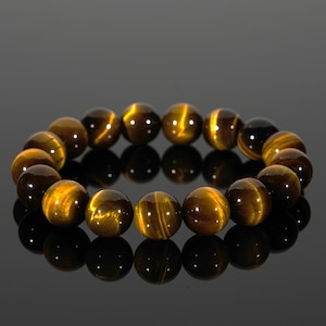 Tiger Eye Gemstone Bracelet, Gift Set For Him Man Men 10mm Bead Stretch Natural Gemstone Bracelets Crystal,