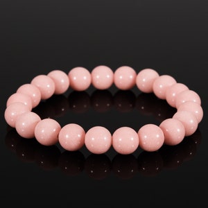 Bracelet Luminous Glow in the Dark Dusky Pink Stone Stretch 8mm Bead Bracelets Gift Set