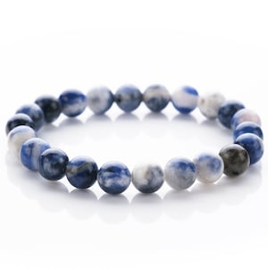 Sodalite Bracelet, Blue Bead Stone Stretch 8mm Bead Gemstone Natural Handmade Gift Set For Her, Bracelets
