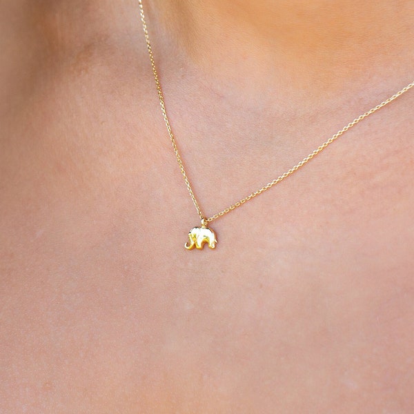 14k Gold Elephant Charm Pendant for Necklace or Chain, Gold Elephant Necklace, Boho Elephant Jewelry