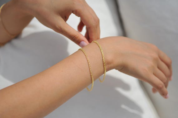 14k Gold Bismarck Bracelet, Real Gold Bracelet, Bizmark Bracelet, Herringbone Bracelet, Solid Gold Bismarck, Christmas Gift