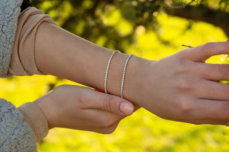 Pulsera de tenis de oro de 14K, pulsera de tenis Cz, pulsera de tenis única, pulsera de tenis real, pulsera de tenis vintage, pulsera de tenis delicada imagen 1