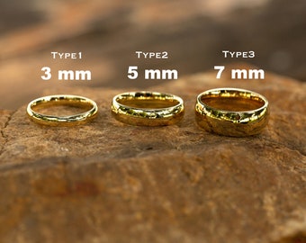 Anillo de boda de oro de 14k, anillo de banda de nombre personalizado, anillo de mensaje secreto personalizado, anillo de cúpula, anillo de banda de escritura a mano