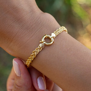 14k Gold Rope Bracelet, Double Twisted Chain Bracelet, Gold Rope Bracelet, Halloween Gift, Christmas Gift