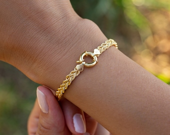 14K Gold Twisted Chain Bracelet