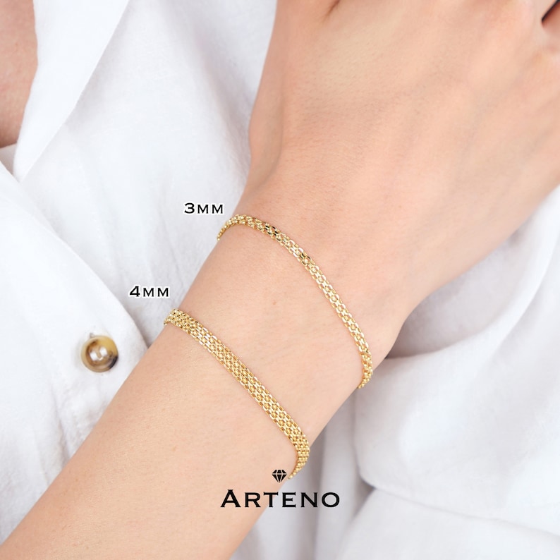 14k Gold Bismarck Armband, Echtgold Armband, Bizmark Armband, Herringbone Armband, Solid Gold Bismarck, Weihnachtsgeschenk Bild 3