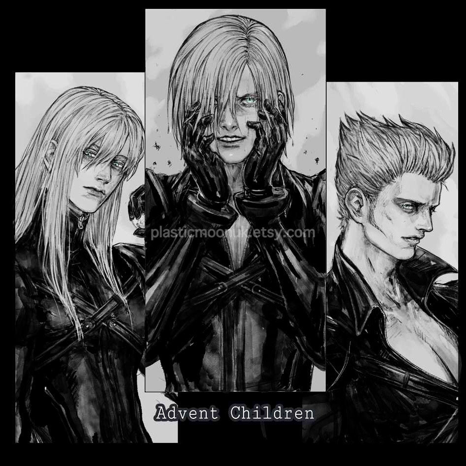 Final Fantasy Advent Children Kadaj Loz Yazoo A4 Matte Art Print