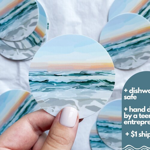 Ocean Sticker Water Bottle Sticker Laptop Sticker Beach Etsy