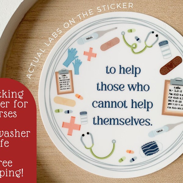 Nurse Stocking Stuffer | waterproof dishwasher safe sticker for doctors, EMT sticker, dentist sticker, nurse decal, hospital gift