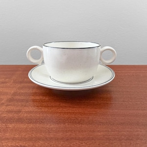 Gustavsberg Birka. Rare bouillon cup with saucer. Designed by Stig Lindberg, Sweden 1970s.
