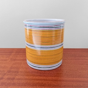 Gustavsberg Faience. Rare vase decorated with stripes. Designed by Stig Lindberg, Sweden 1950s.