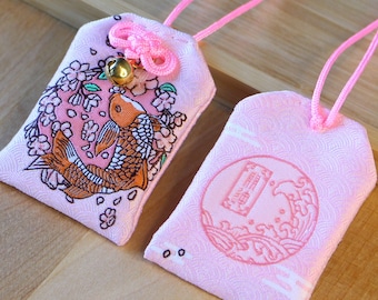 OMAMORI japonais | Bonne chance Koi / Carpe | Porte-bonheur/talisman | Amulette porte-bonheur | Porte-bonheur | Cadeau | Poisson / Animal | Bonheur