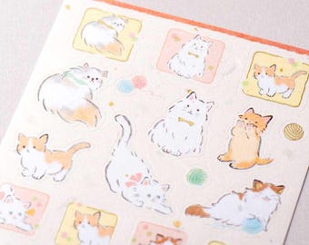 Stickervellen Japanse kat van NB Co. | Goudfolie, witte neko, planner briefpapier