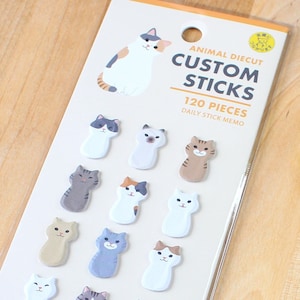 Post-it giapponesi con gatti / Saluto autentico alla vita / Gattino / Post-it con animali / Segnalibro / Giappone / Kawaii / Cancelleria carina