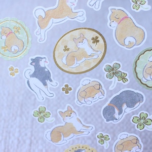 Shiba Inu Dog Sticker Sheets by NB Co. | Gold Foil, Japanese Stationery