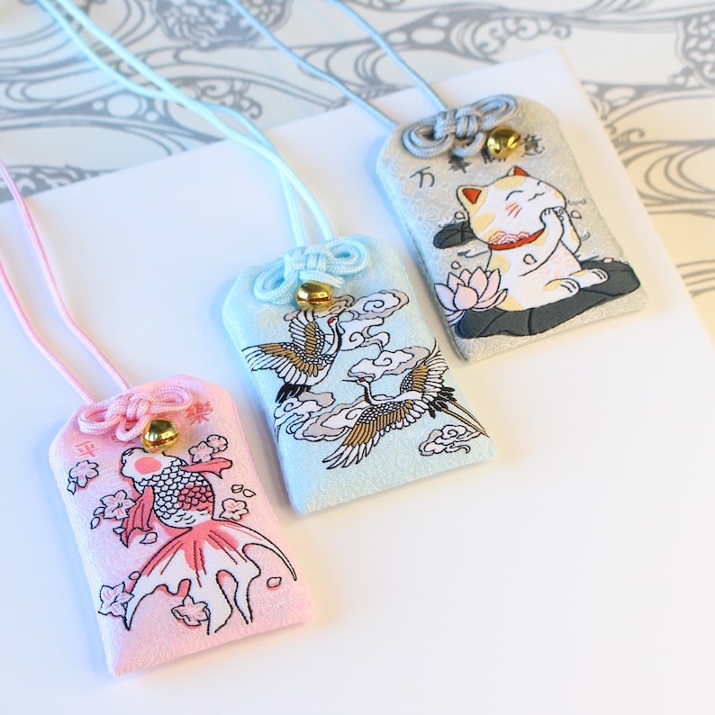 Japanese OMAMORI All Goes Well Lucky Charm / Talisman Lucky Amulet Good Luck Charms Cute Gift Maneki Neko Cat Animal image 2