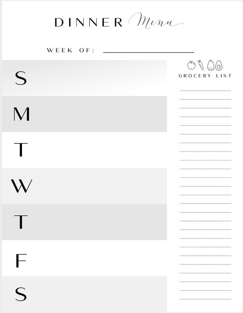 Dinner Menu Printable - Etsy