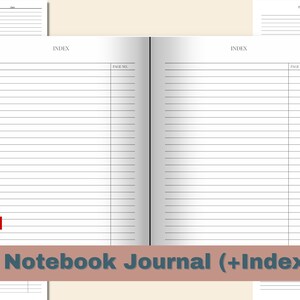 Lined Notebook Journal with Index (6x9,8.5x11 in), KDP Interior, Ready to Upload PDF
